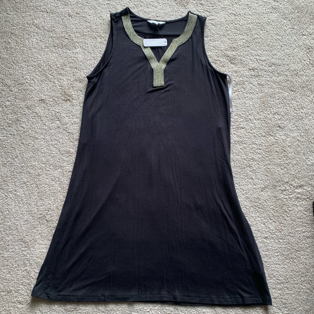 NWT Black Embellished Neck Shift Dress